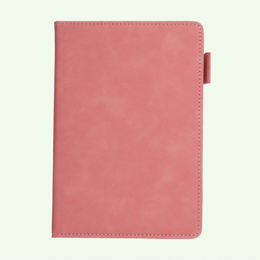 Closed pale pink A5 suede Mayagra notebook for daily journalling