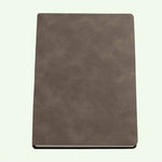 Coffee personalised soft cover notebook with suede finish, lined pages, available in A5 and A6.