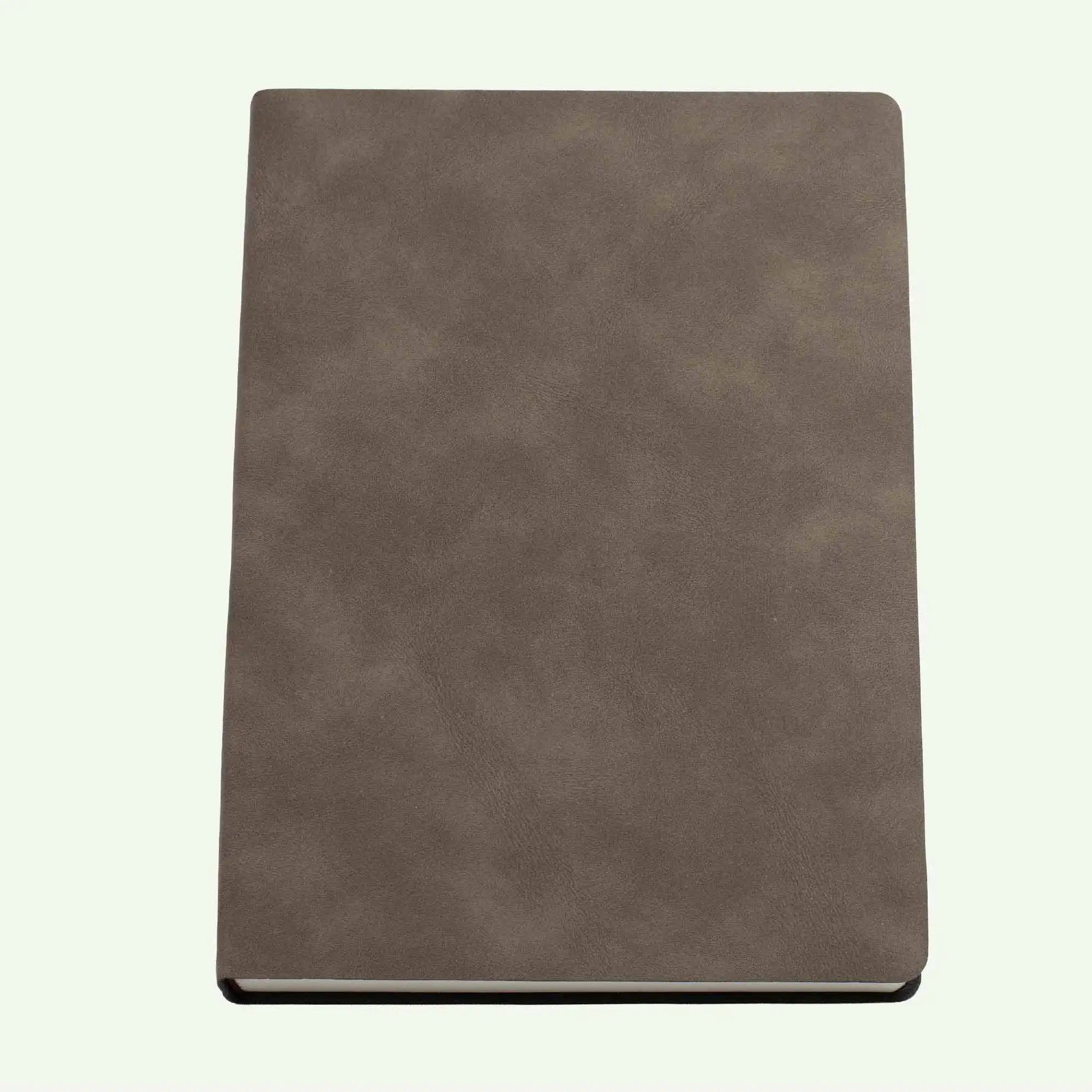 Coffee personalised soft cover notebook with suede finish, lined pages, available in A5 and A6.
