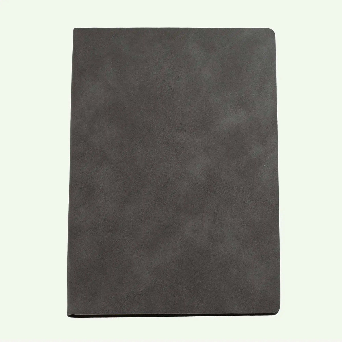 Grey personalised soft cover notebook with suede finish, lined pages, available in A5 and A6.