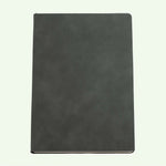 Graphite personalised soft cover notebook with suede finish, lined pages, available in A5 and A6.