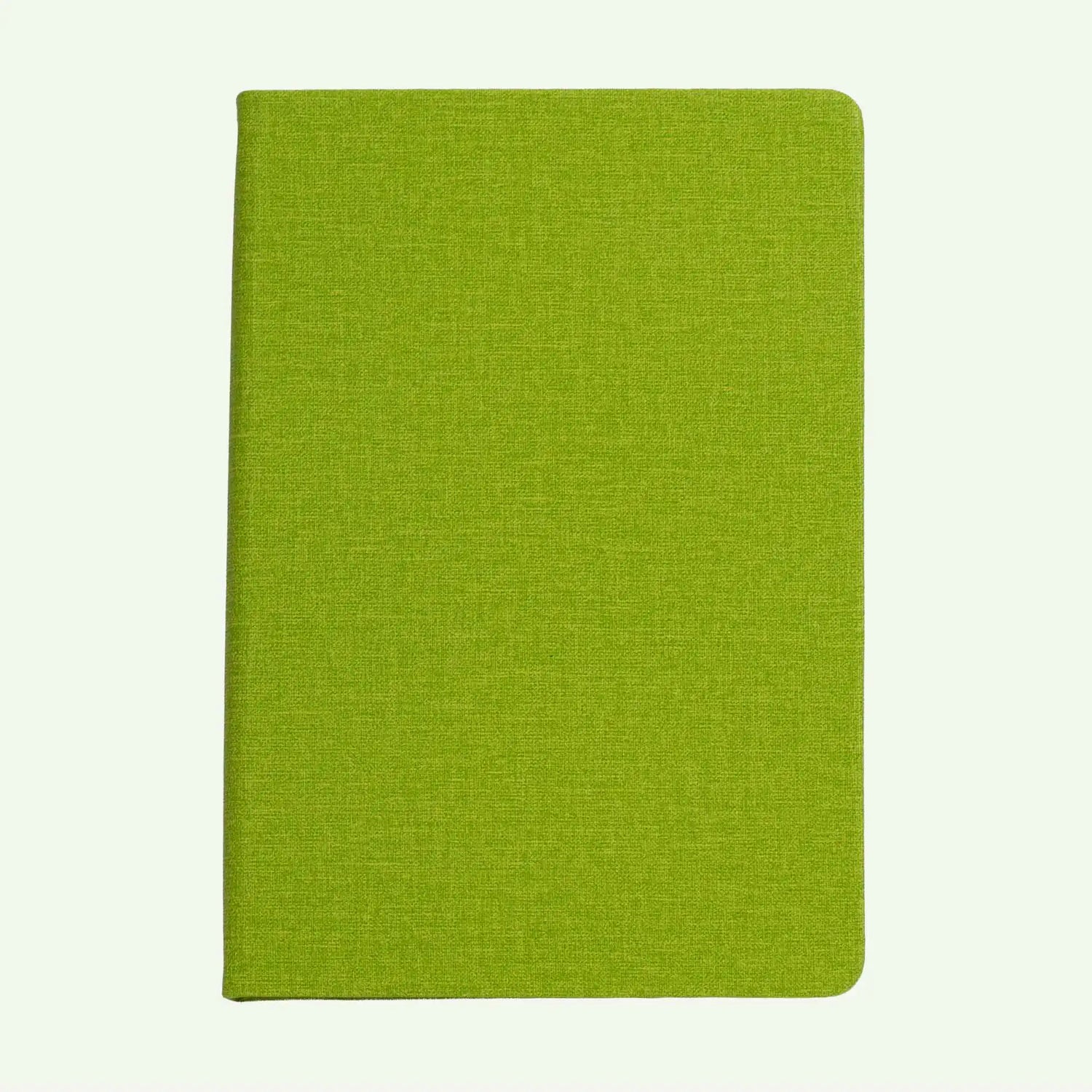 Green Hardcover Notebook A5, Lined Linen Look Journal