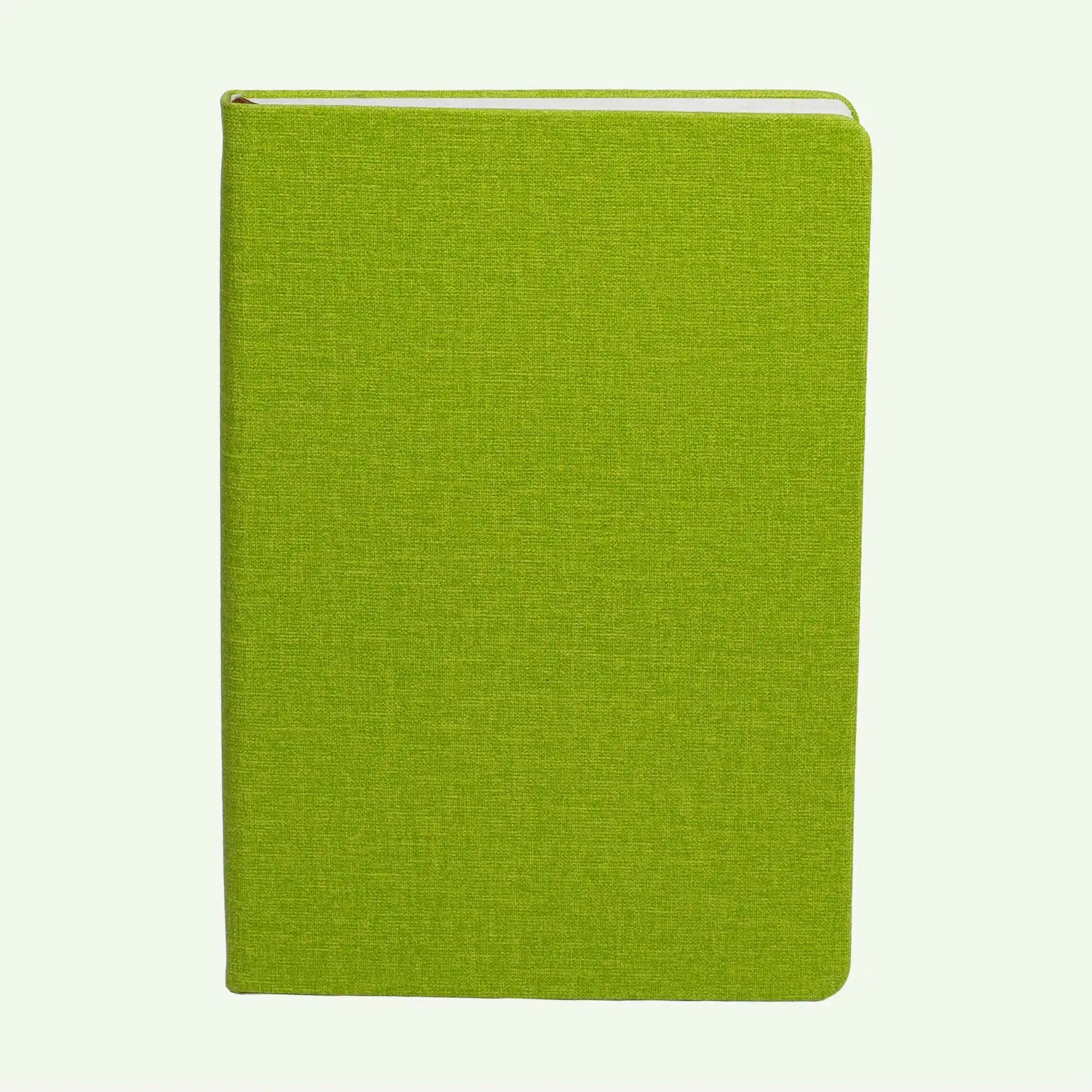 Green Hardcover Notebook A5, Lined Linen Look Journal