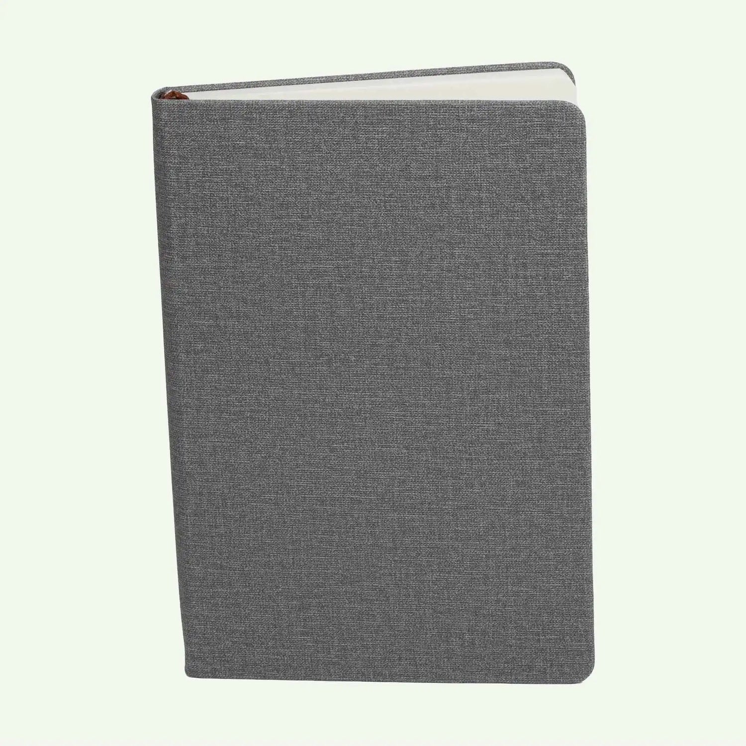 Grey Hardcover Notebook A5, Lined Linen Look Journal