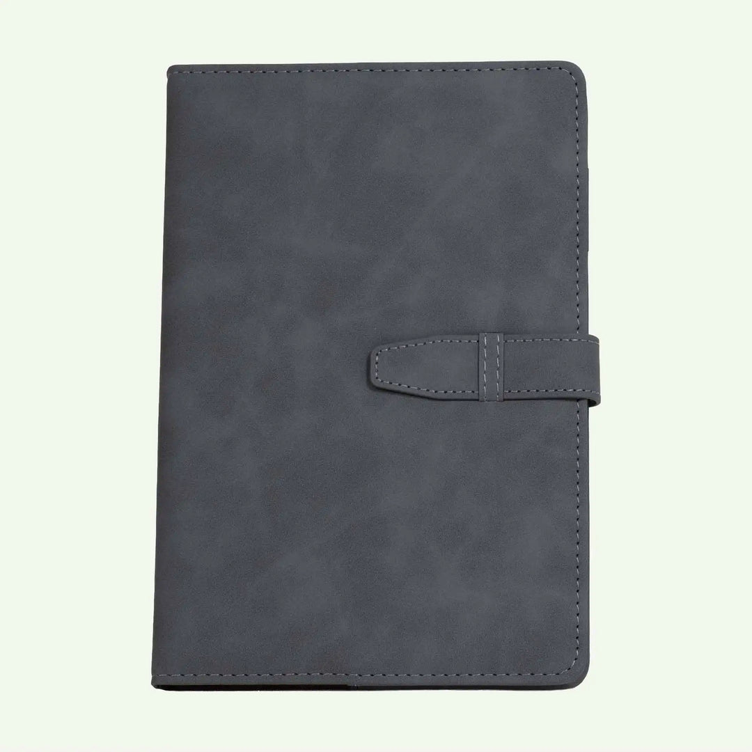 Grey A5 refillable suede-finish hardcover notebook
