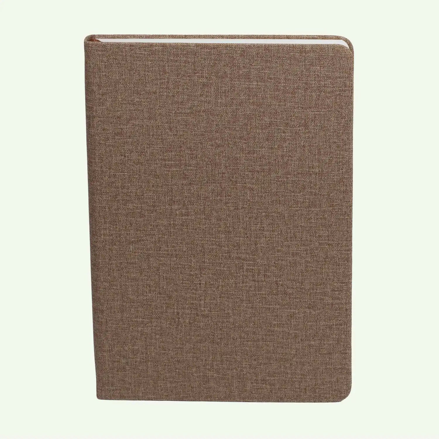 Brown Hardcover Notebook A5, Lined Linen Look Journal