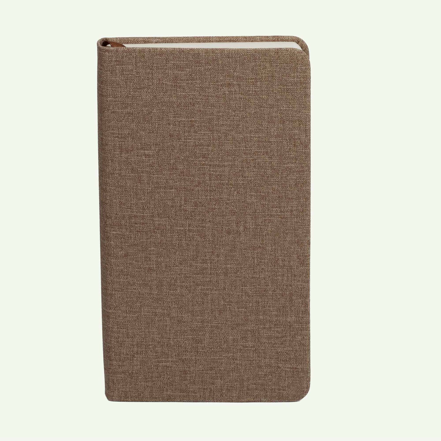 Brown Hardcover Notebook A6, Lined Linen Look Journal