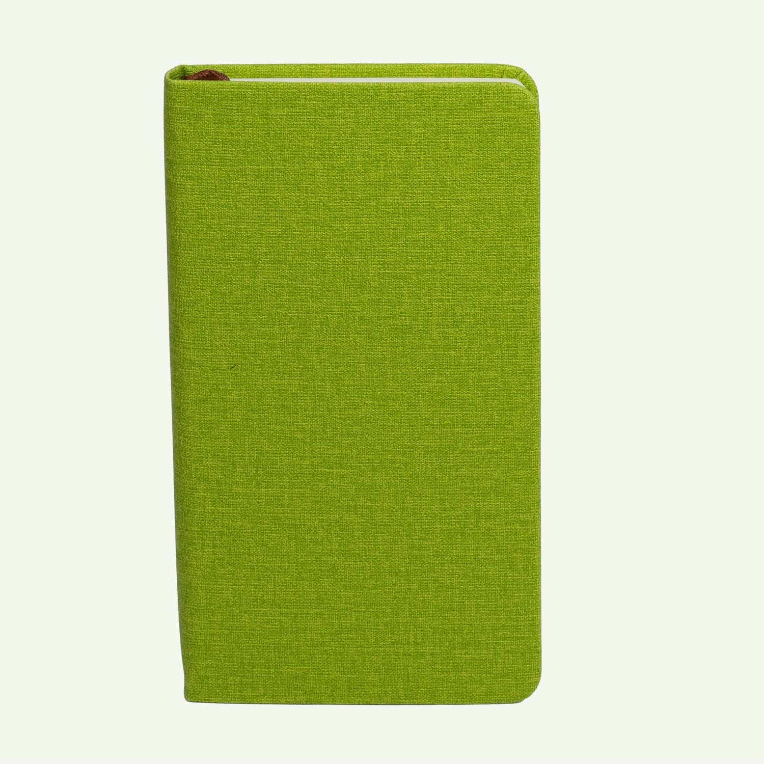 Green Hardcover Notebook A6, Lined Linen Look Journal