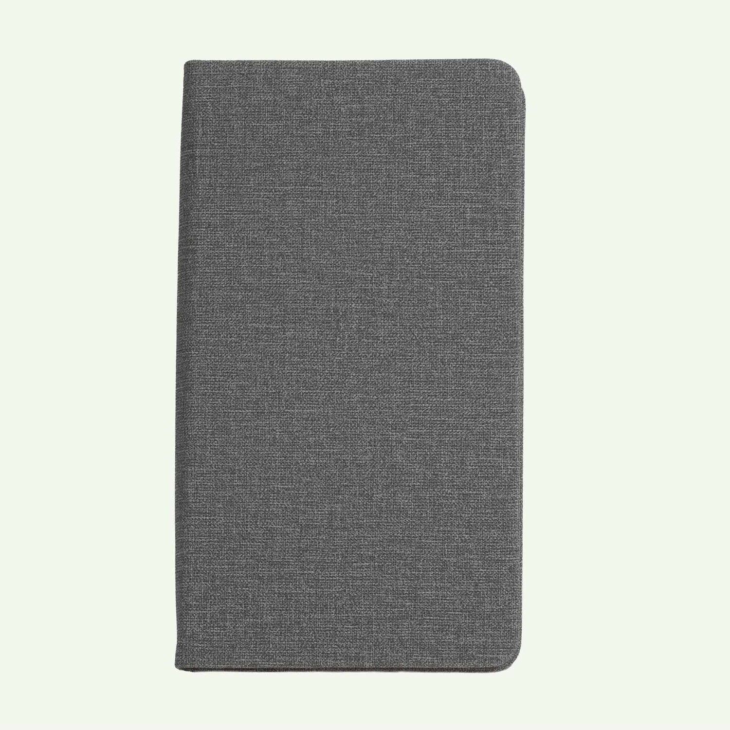 Grey Hardcover Notebook A6, Lined Linen Look Journal