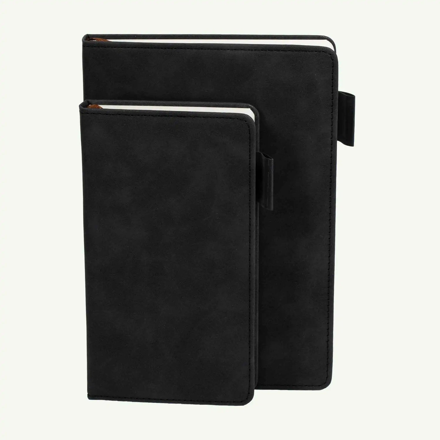 Black A6 Notebook, Luxury Suede Hardcover Journal, 240 Lined Pages