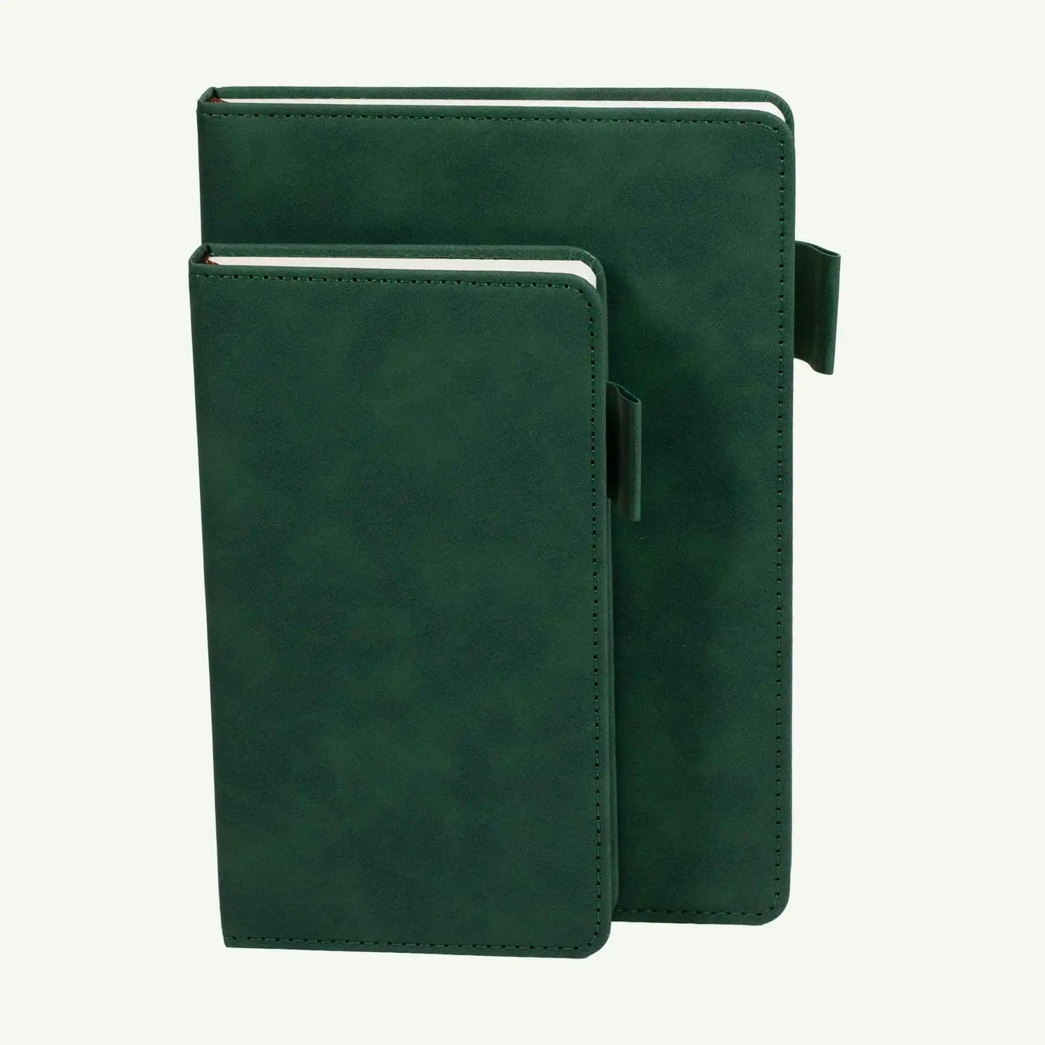 Green A6 Notebook, Luxury Suede Hardcover Journal, 240 Lined Pages