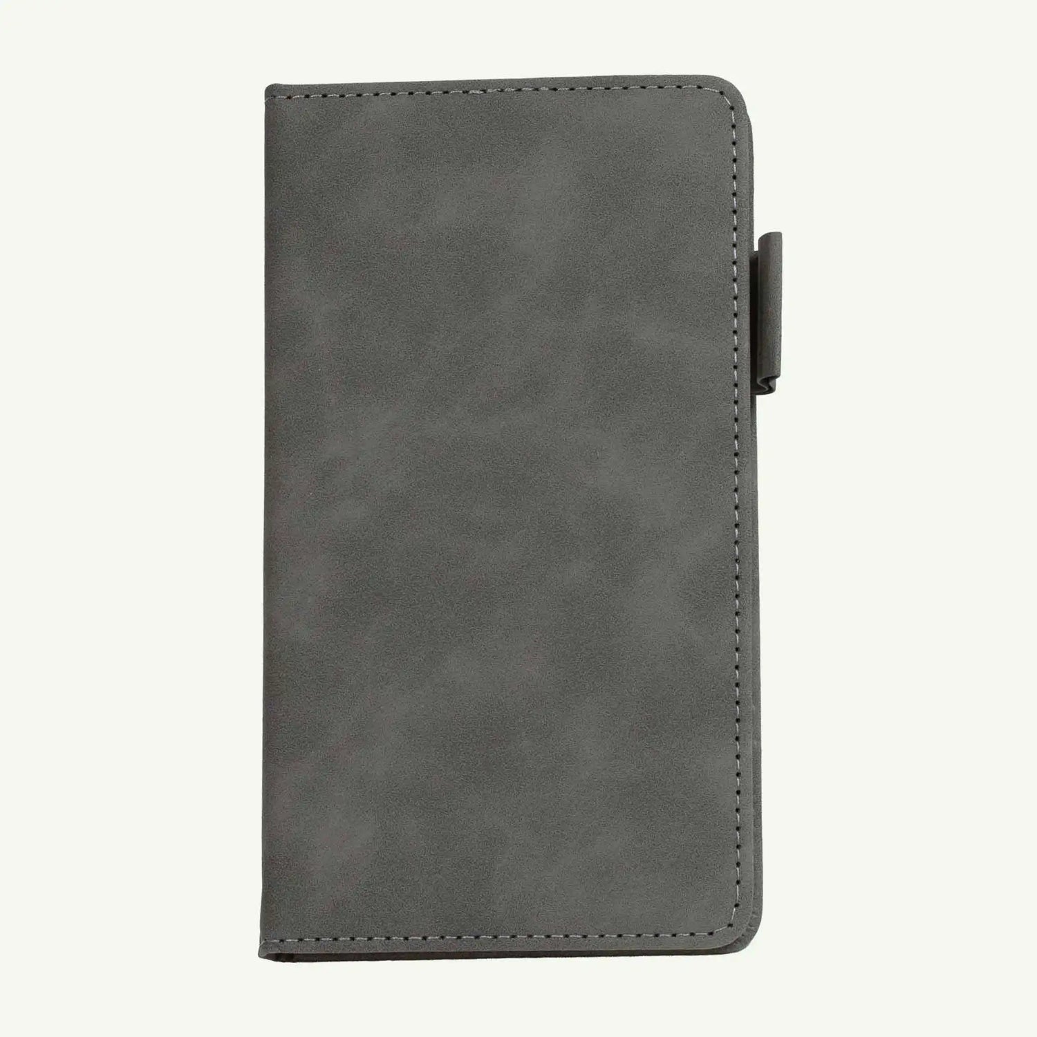 Grey A6 Notebook, Luxury Suede Hardcover Journal, 240 Lined Pages