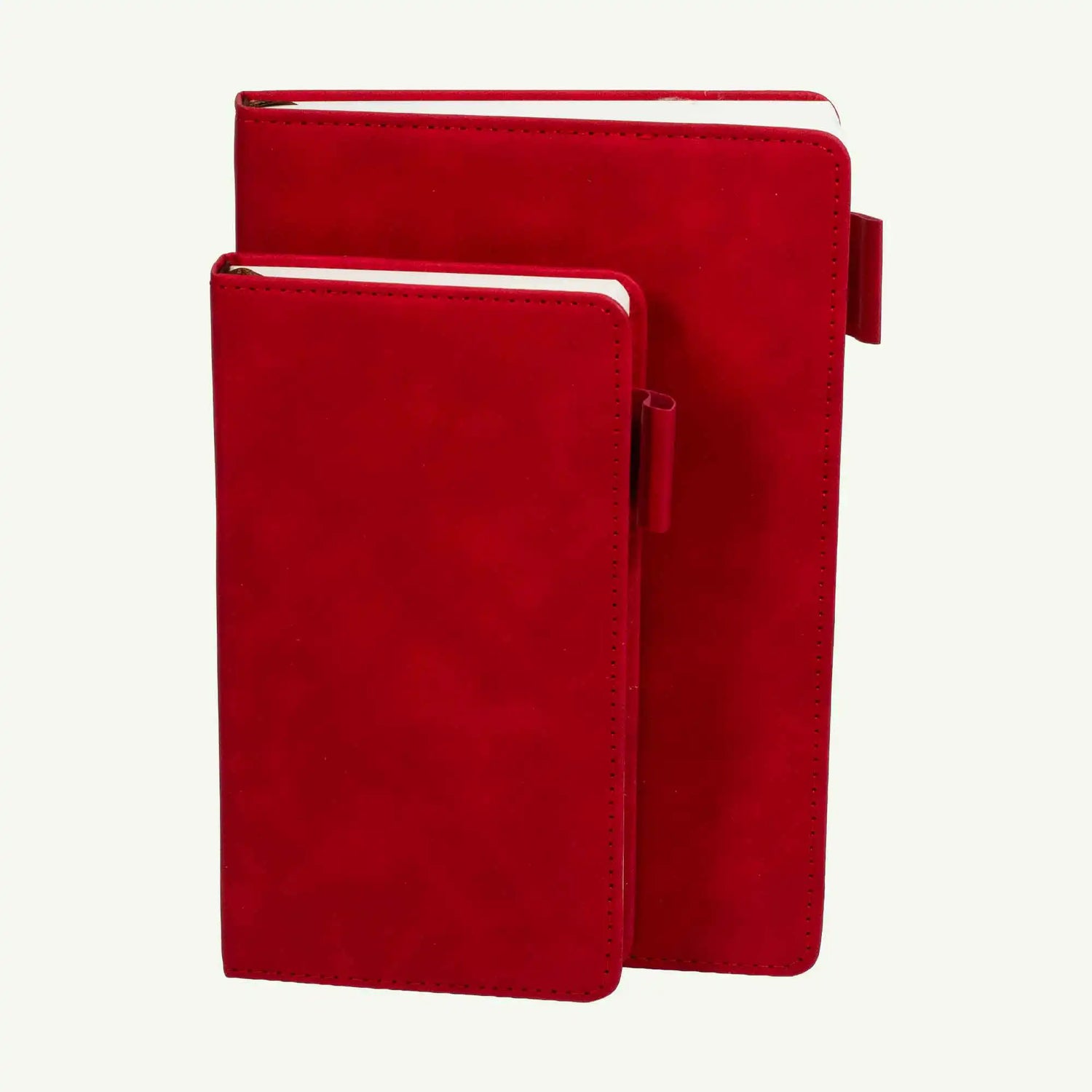 Red A6 Notebook, Luxury Suede Hardcover Journal, 240 Lined Pages