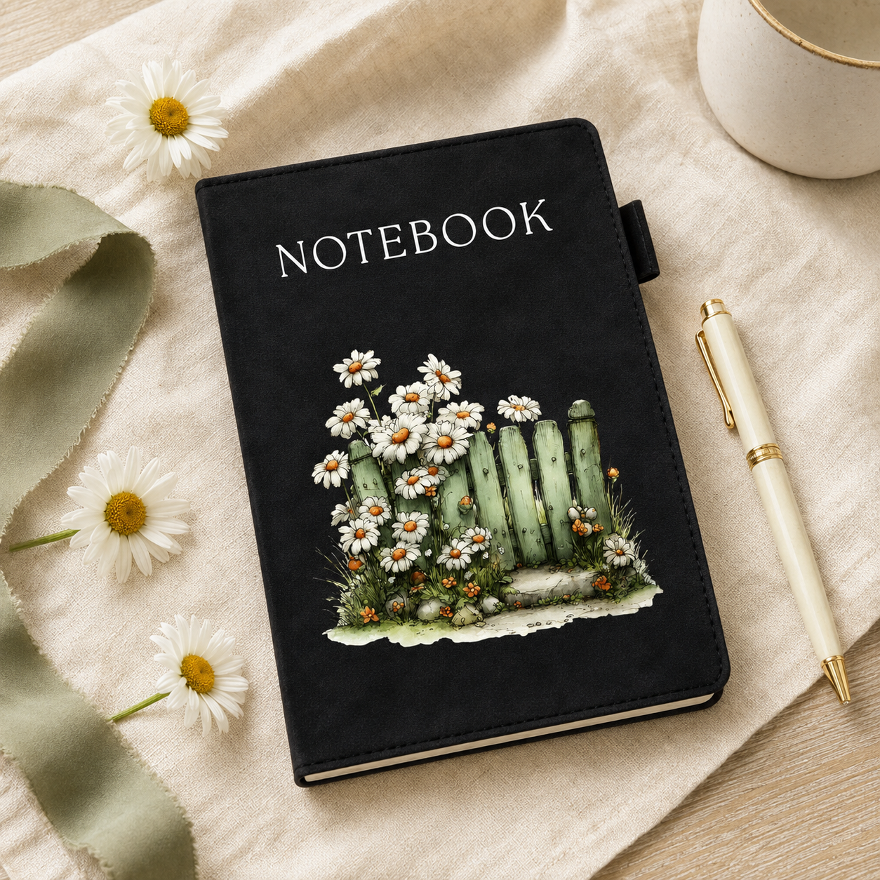 DAISY GARDEN FENCE A5 LINED NOTEBOOK