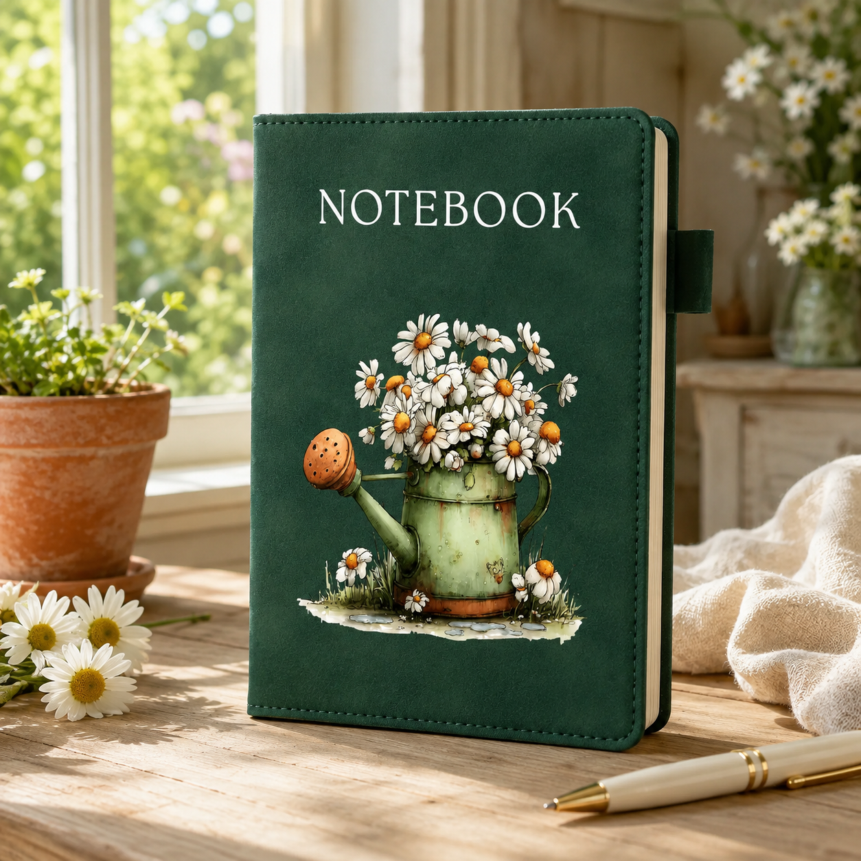 Daisy Watering Can A5 Lined Notebook