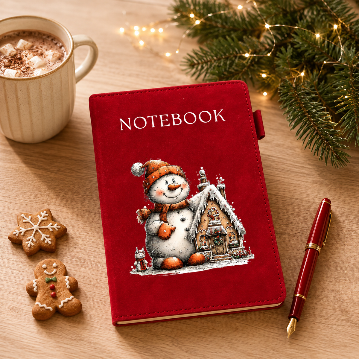 Snowman & Gingerbread House A5 Christmas Notebook