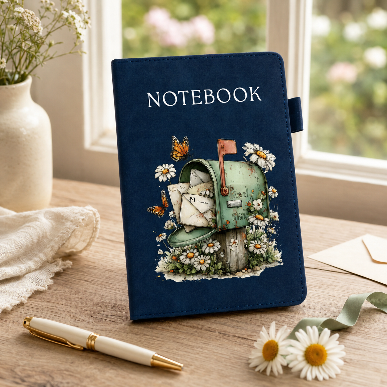 Daisy Cottage Mailbox A5 Lined Notebook