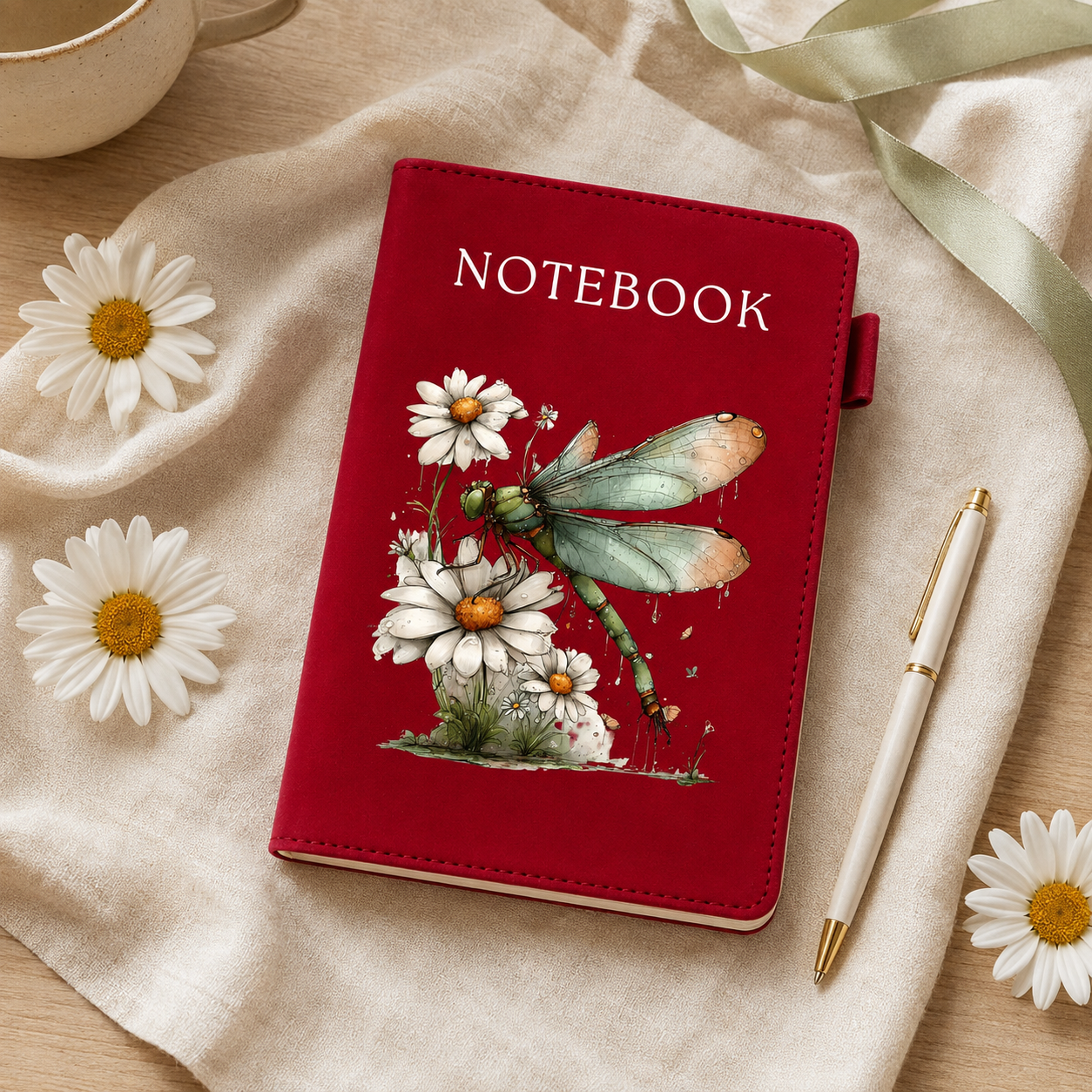 Dragonfly & Daisies A5 Lined Notebook