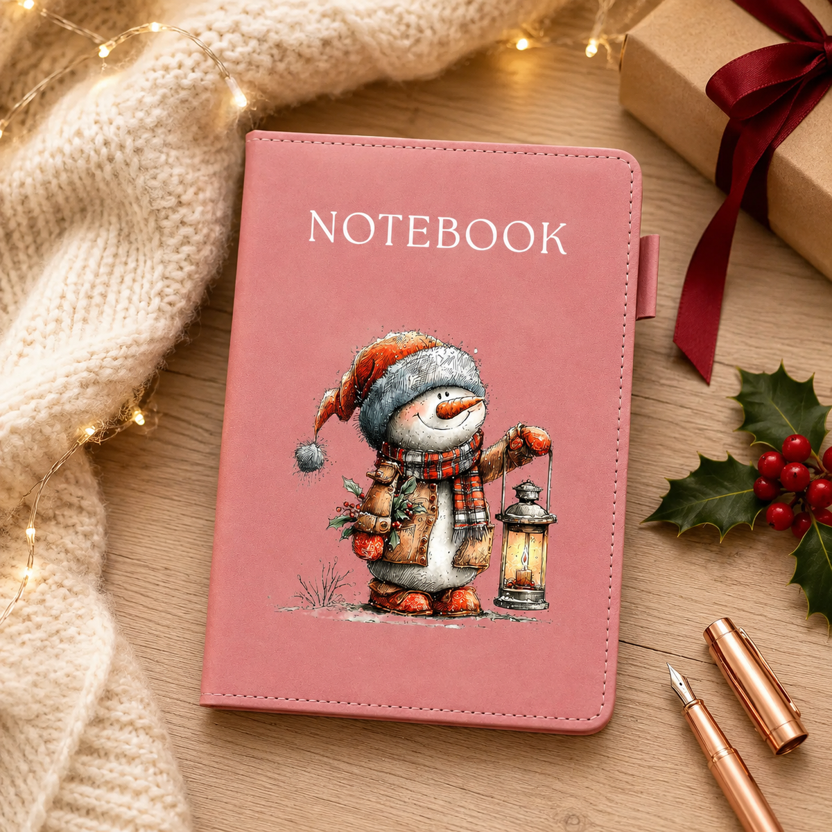 Christmas Snowman’s Lantern Walk A5 Notebook
