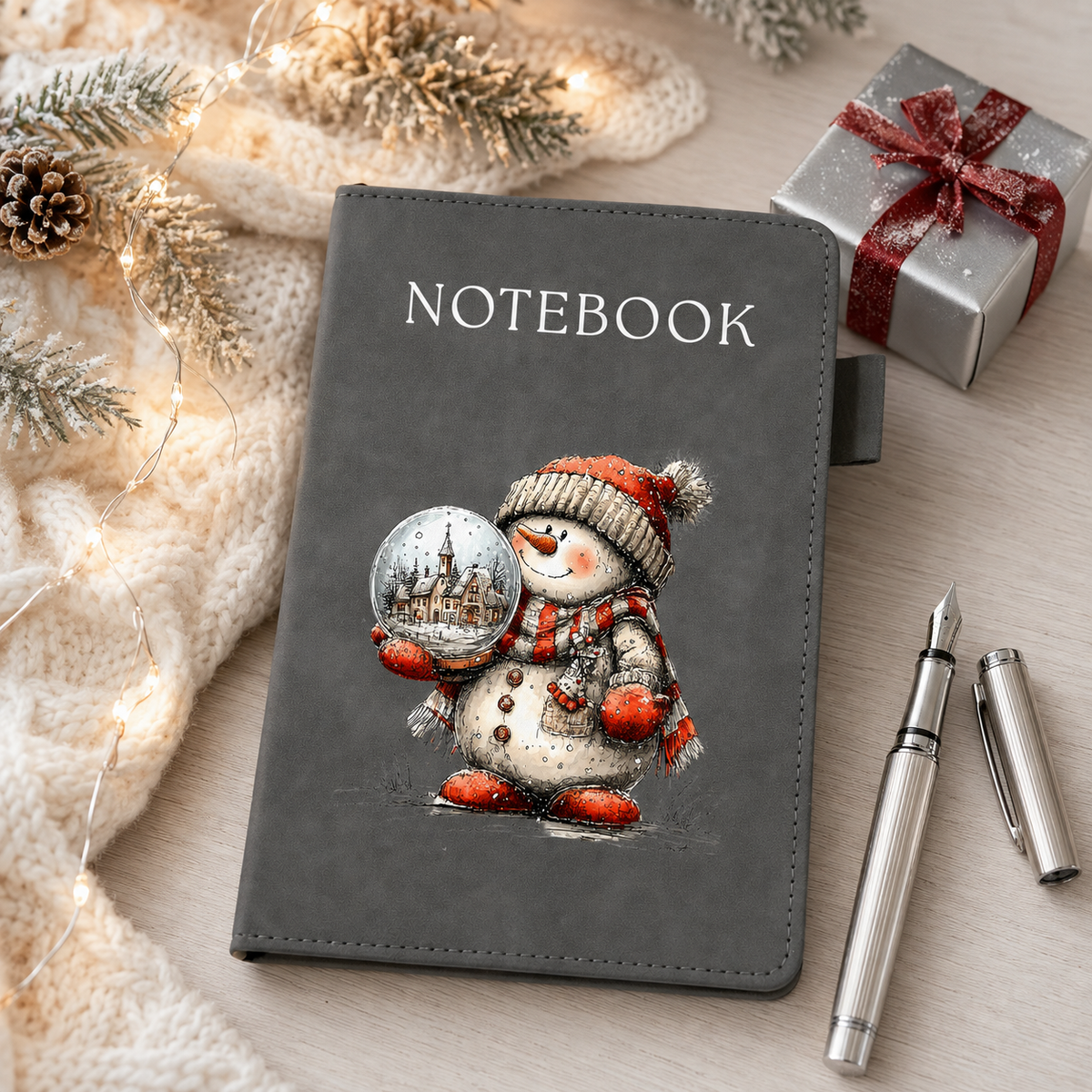 Snowman’s Snow Globe Village A5 Notebook