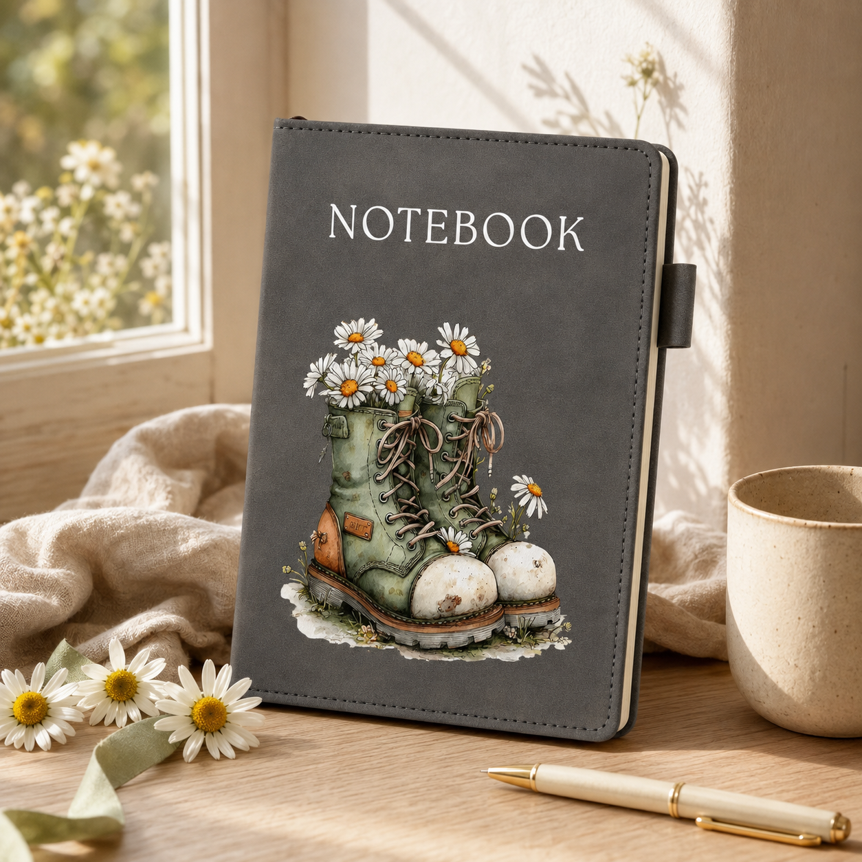 Daisy Garden Boots A5 Lined Notebook