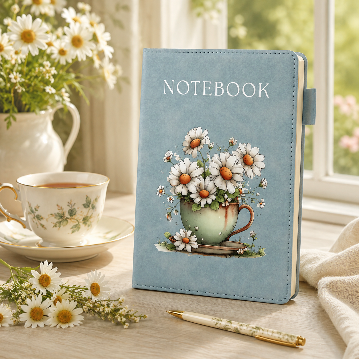 Daisy Teacup Bouquet A5 Lined Notebook