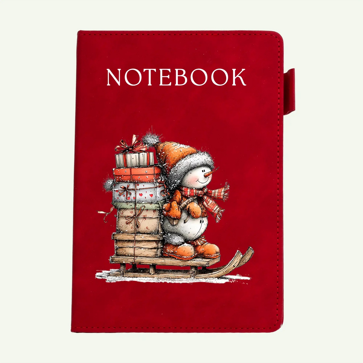 Snowman’s Christmas Delivery A5 Suede Notebook