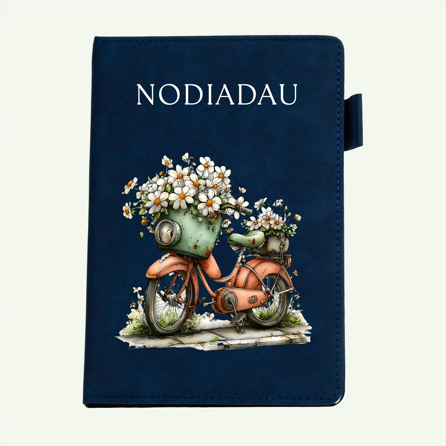 Nodiadau Vintage Bicycle & Daisies A5 Welsh Notebook