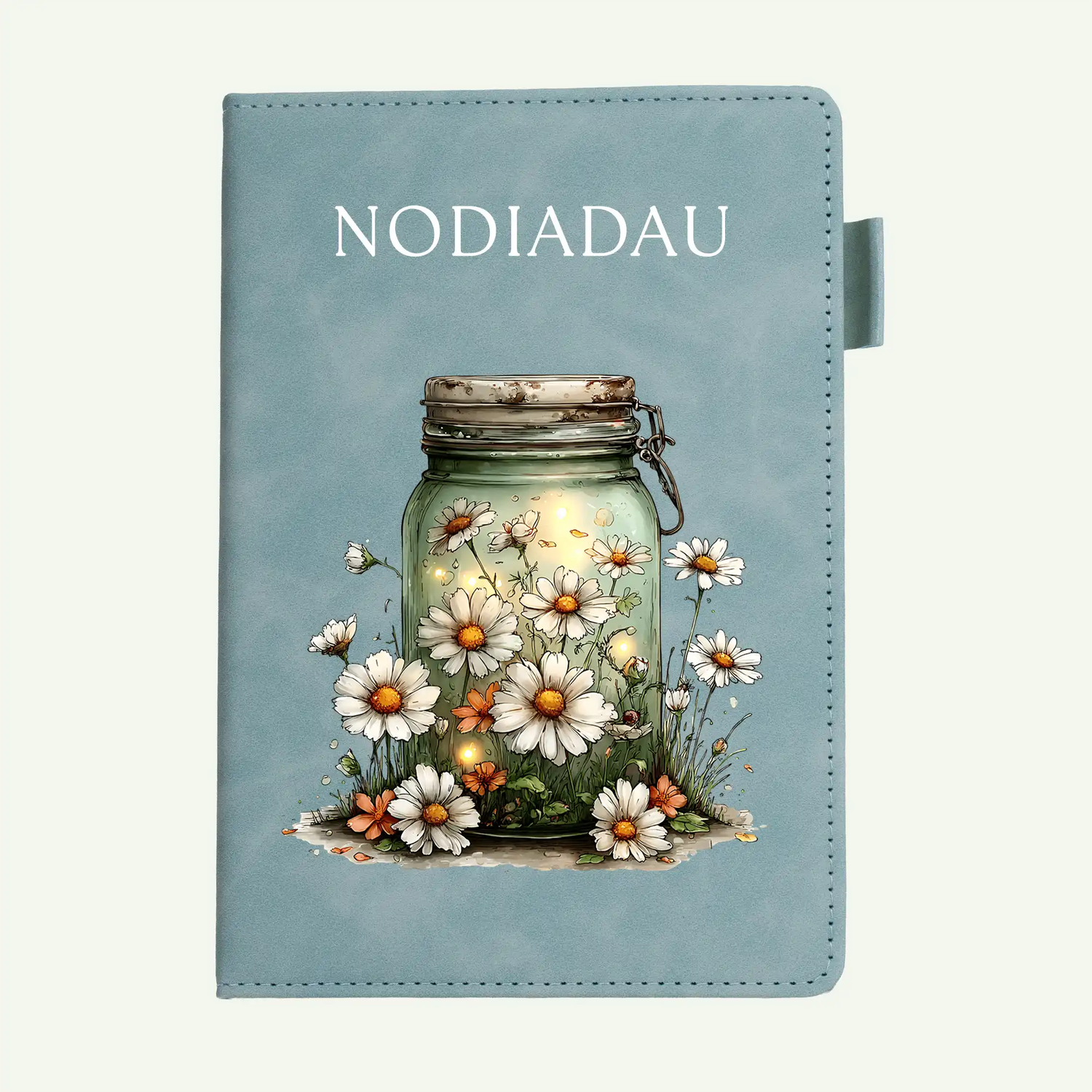 Nodiadau Daisy Glow Mason Jar A5 Welsh  Notebook