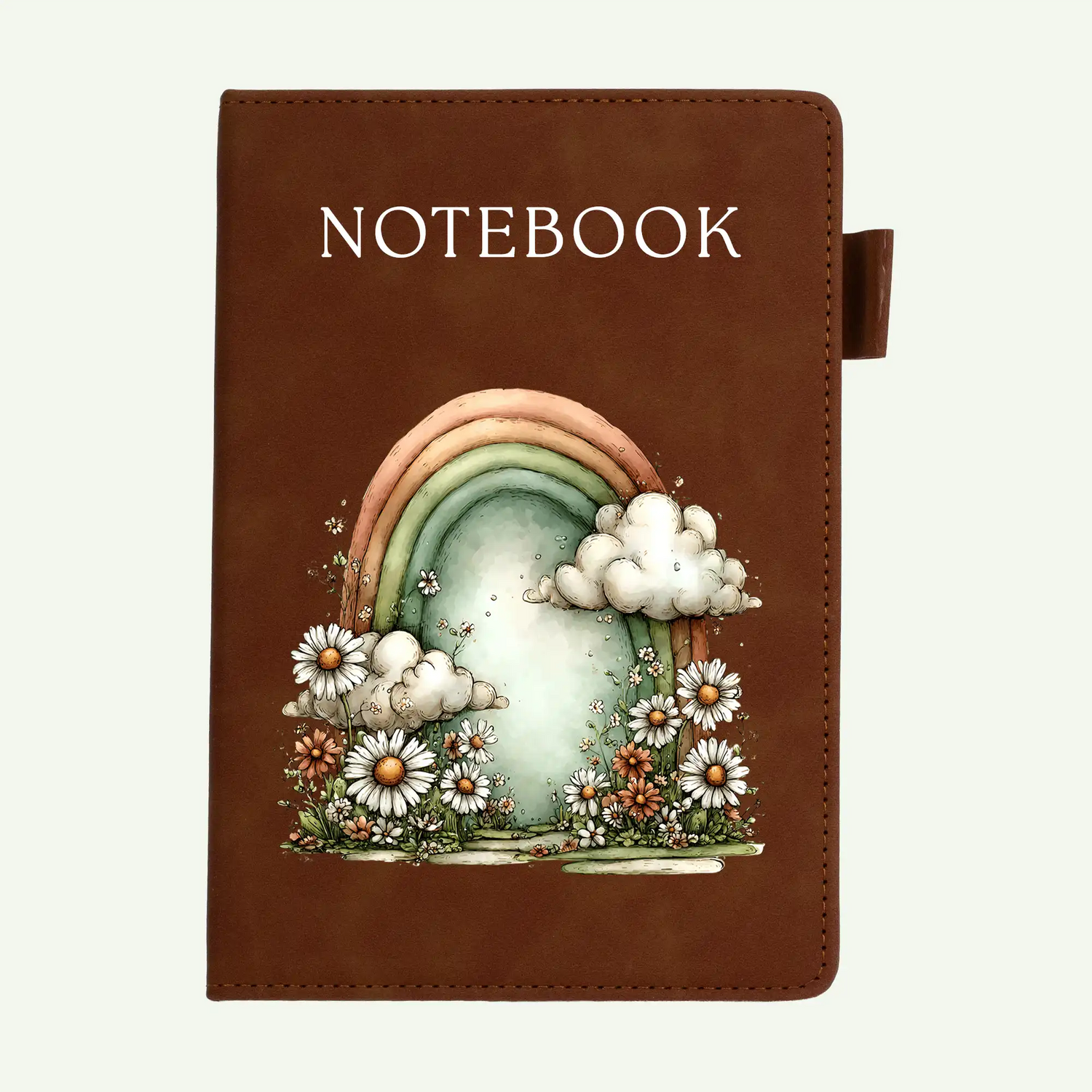 Pastel Rainbow Daisy Garden A5 Lined Notebook