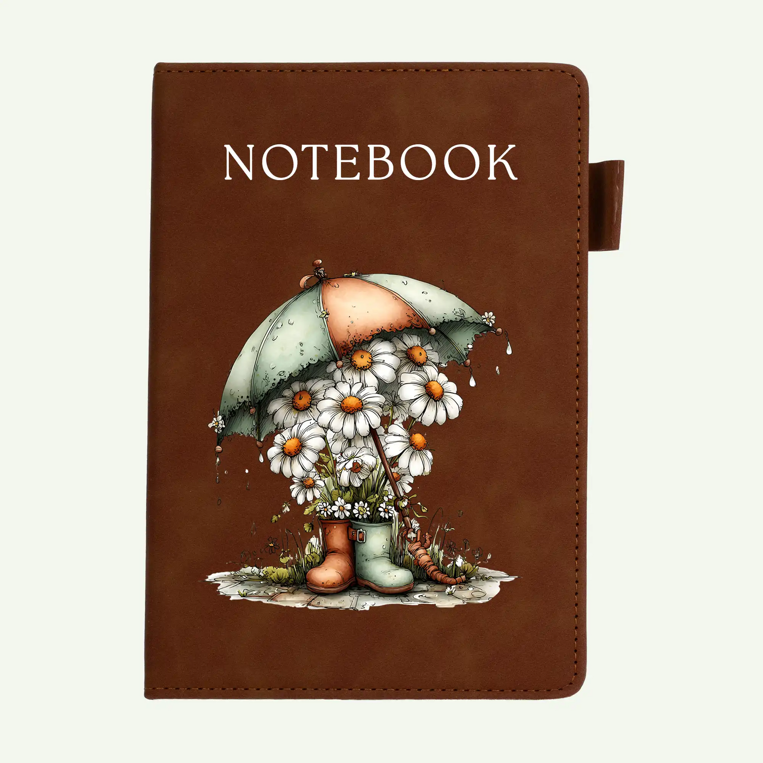 Rainy Day Daisy Umbrella A5 Lined Notebook